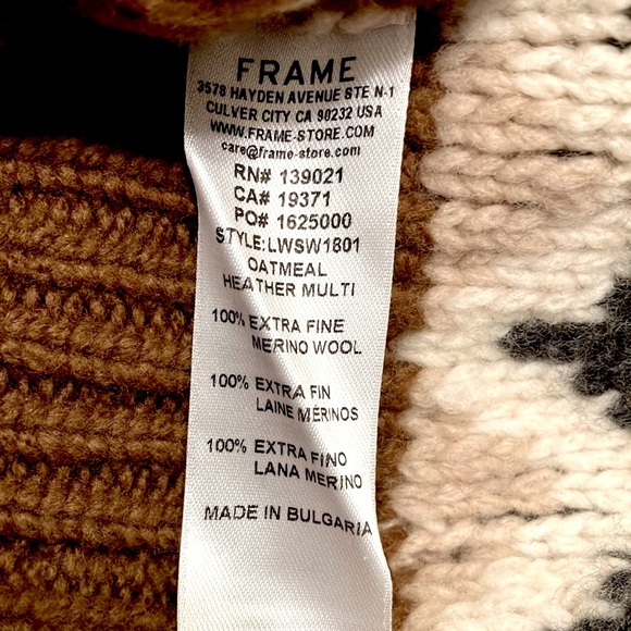 Claudia Schiffer + Frame Merino Wool Fair Isle Turtleneck Sweater NWT - Picture 14 of 15